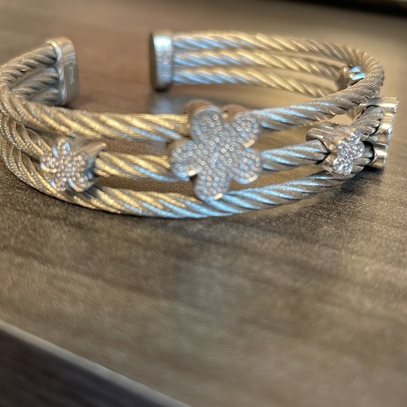 🌻HP🌻Bangle Bracelet. Labeled 925 (Sterling) & Steel. Great style & comfortable - Picture 4 of 6